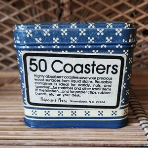 Vintage Potpourri Press Coaster set in tin